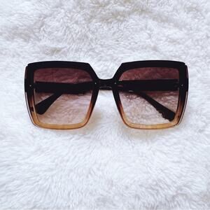 Gloria Brown Square Oversized Sunglasses